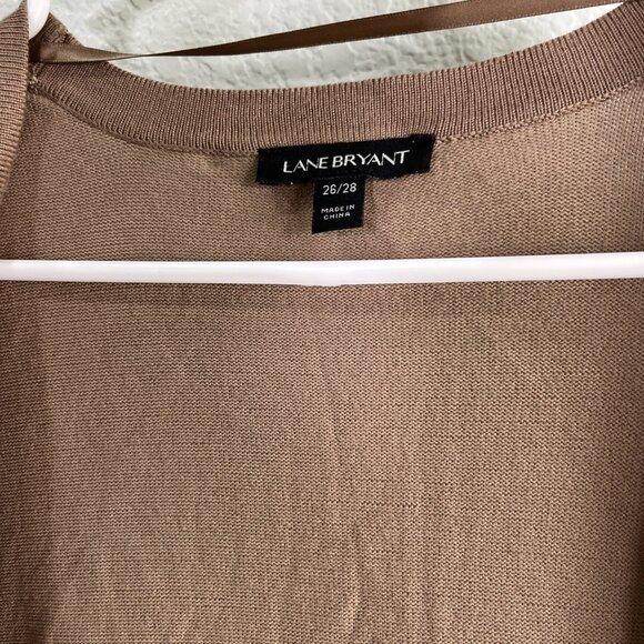 Lane Bryant Open Front Cardigan Sweater Womens Sz 26/28 Brown Duster Ribbed Work - Picture 2 of 6